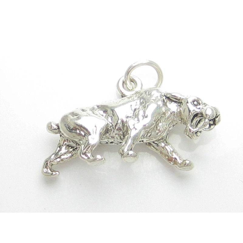 Saber Toothed Tiger Charm, Unique .925 Sterling Silver